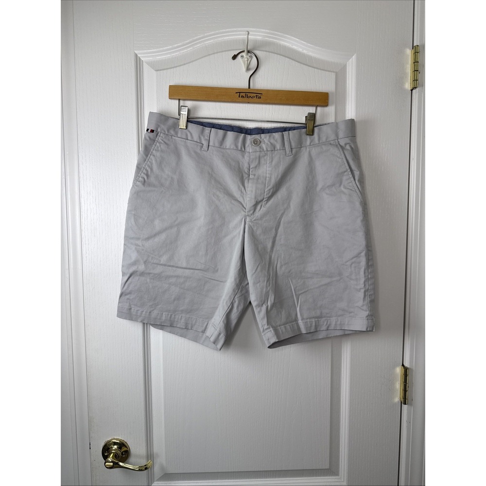 Tommy Hilfiger Mens Khaki Chino Shorts Size 36 Brooklyn Stretch Flat Front